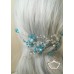 Елегантен дизайнерски комплект фуркети украса за коса с кристали Сваровски в тюркоаз и бяло Turquoise Dreams by Rosie